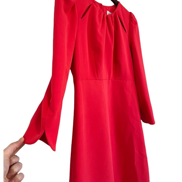 Milly Red Puff Sleeve Cutout Dress, Size 4 - Picture 3 of 9